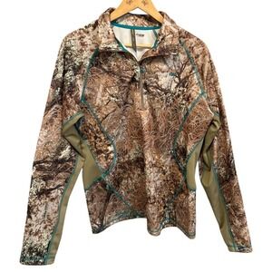 Cabelas OutfitHer Zonz Western Camo 1/4 Zip Hunting Shirt Sz L Outdoors Gorpcore